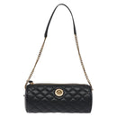 VERSACE Chain Shoulder Bag Leather Black Gold Auth 130253-13