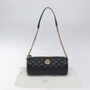 VERSACE Chain Shoulder Bag Leather Black Gold Auth 130253-12