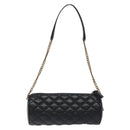 VERSACE Chain Shoulder Bag Leather Black Gold Auth 130253-2