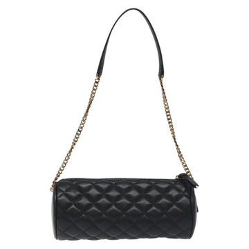 VERSACE Chain Shoulder Bag Leather Black Gold Auth 130253 - 0