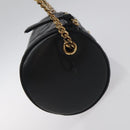 VERSACE Chain Shoulder Bag Leather Black Gold Auth 130253-4
