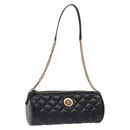 VERSACE Chain Shoulder Bag Leather Black Gold Auth 130254-1