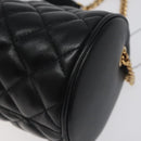 VERSACE Chain Shoulder Bag Leather Black Gold Auth 130254-8