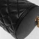 VERSACE Chain Shoulder Bag Leather Black Gold Auth 130254-16