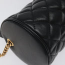 VERSACE Chain Shoulder Bag Leather Black Gold Auth 130254-17