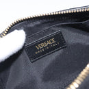 VERSACE Chain Shoulder Bag Leather Black Gold Auth 130254-10