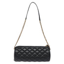 VERSACE Chain Shoulder Bag Leather Black Gold Auth 130254-2