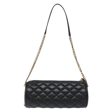 VERSACE Chain Shoulder Bag Leather Black Gold Auth 130254 - 0