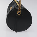 VERSACE Chain Shoulder Bag Leather Black Gold Auth 130254-4