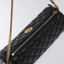 VERSACE Chain Shoulder Bag Leather Black Gold Auth 130254-6