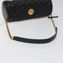 VERSACE Chain Shoulder Bag Leather Black Gold Auth 130254-7