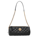 VERSACE Chain Shoulder Bag Leather Black Gold Auth 130255-1