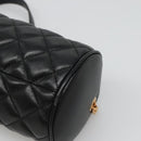 VERSACE Chain Shoulder Bag Leather Black Gold Auth 130255-8