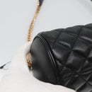 VERSACE Chain Shoulder Bag Leather Black Gold Auth 130255-15
