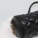 VERSACE Chain Shoulder Bag Leather Black Gold Auth 130255-17