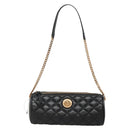 VERSACE Chain Shoulder Bag Leather Black Gold Auth 130255-13
