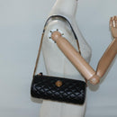 VERSACE Chain Shoulder Bag Leather Black Gold Auth 130255-23