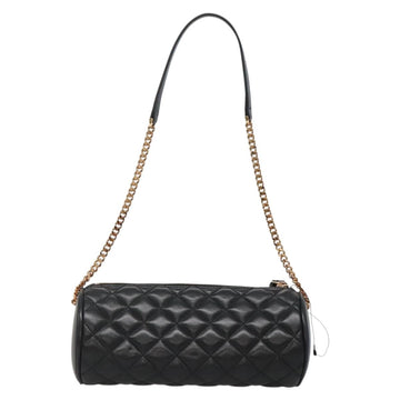 VERSACE Chain Shoulder Bag Leather Black Gold Auth 130255 - 0