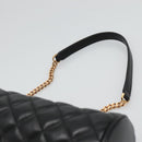 VERSACE Chain Shoulder Bag Leather Black Gold Auth 130255-14