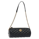 VERSACE Chain Shoulder Bag Leather Black Gold Auth 130256-1