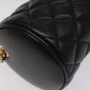 VERSACE Chain Shoulder Bag Leather Black Gold Auth 130256-15