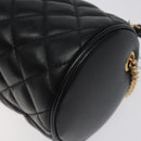 VERSACE Chain Shoulder Bag Leather Black Gold Auth 130256-16