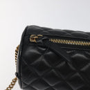 VERSACE Chain Shoulder Bag Leather Black Gold Auth 130256-9