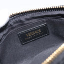 VERSACE Chain Shoulder Bag Leather Black Gold Auth 130256-10