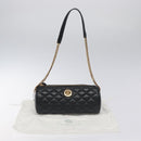 VERSACE Chain Shoulder Bag Leather Black Gold Auth 130256-12