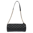 VERSACE Chain Shoulder Bag Leather Black Gold Auth 130256-2