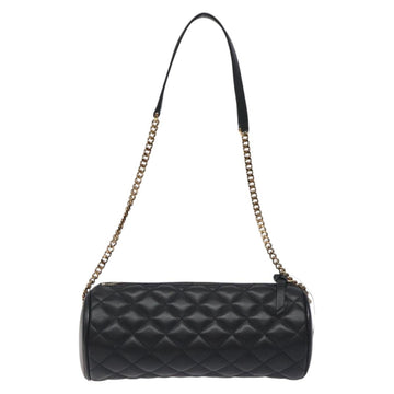 VERSACE Chain Shoulder Bag Leather Black Gold Auth 130256 - 0