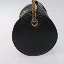 VERSACE Chain Shoulder Bag Leather Black Gold Auth 130256-3