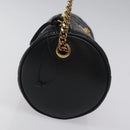 VERSACE Chain Shoulder Bag Leather Black Gold Auth 130256-4
