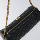 VERSACE Chain Shoulder Bag Leather Black Gold Auth 130256-6