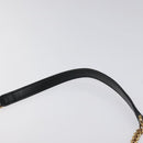 VERSACE Chain Shoulder Bag Leather Black Gold Auth 130256-14