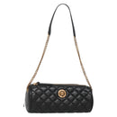 VERSACE Chain Shoulder Bag Leather Black Gold Auth 130257-1
