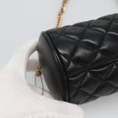 VERSACE Chain Shoulder Bag Leather Black Gold Auth 130257-15