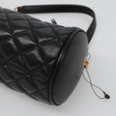 VERSACE Chain Shoulder Bag Leather Black Gold Auth 130257-16