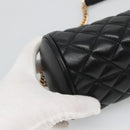 VERSACE Chain Shoulder Bag Leather Black Gold Auth 130257-17