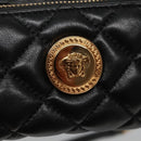 VERSACE Chain Shoulder Bag Leather Black Gold Auth 130257-18