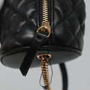 VERSACE Chain Shoulder Bag Leather Black Gold Auth 130257-9