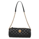 VERSACE Chain Shoulder Bag Leather Black Gold Auth 130257-13