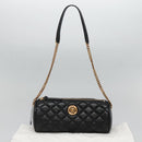 VERSACE Chain Shoulder Bag Leather Black Gold Auth 130257-12