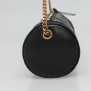 VERSACE Chain Shoulder Bag Leather Black Gold Auth 130257-4