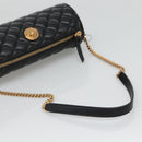 VERSACE Chain Shoulder Bag Leather Black Gold Auth 130257-7