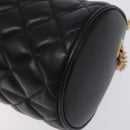 VERSACE Chain Shoulder Bag Leather Black Gold Auth 130258-8