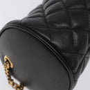 VERSACE Chain Shoulder Bag Leather Black Gold Auth 130258-17