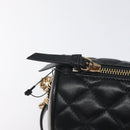 VERSACE Chain Shoulder Bag Leather Black Gold Auth 130258-9
