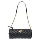 VERSACE Chain Shoulder Bag Leather Black Gold Auth 130258-13