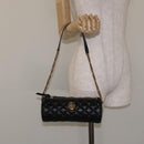 VERSACE Chain Shoulder Bag Leather Black Gold Auth 130258-23